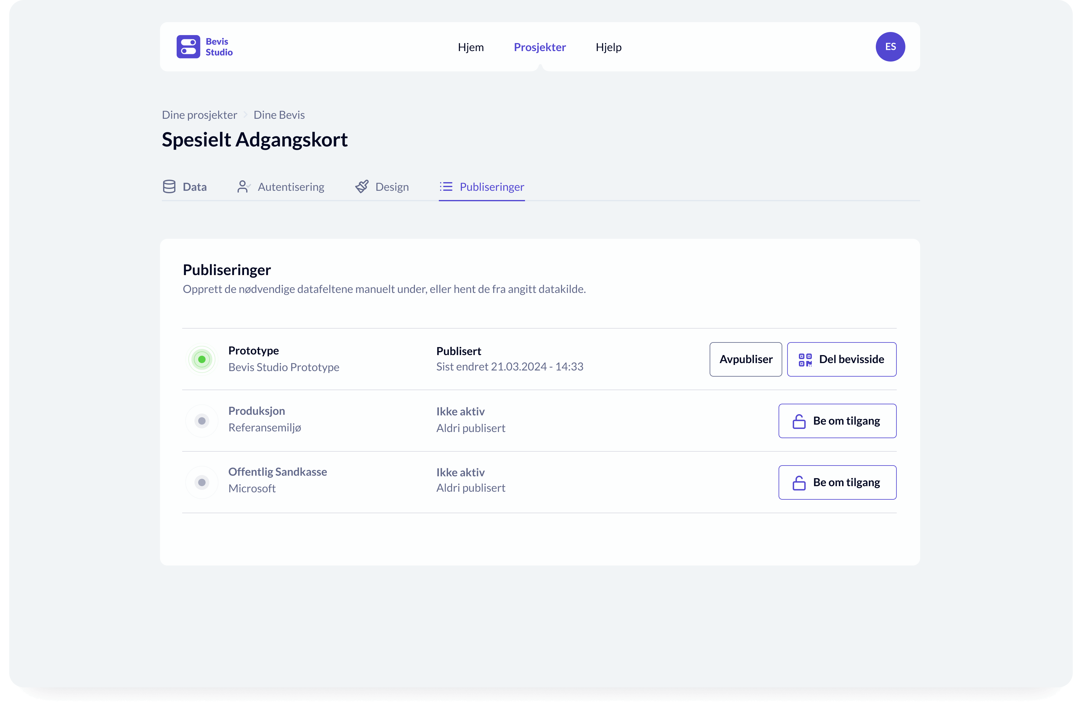 Bevis Studio image. Shows how it looks for a given credential